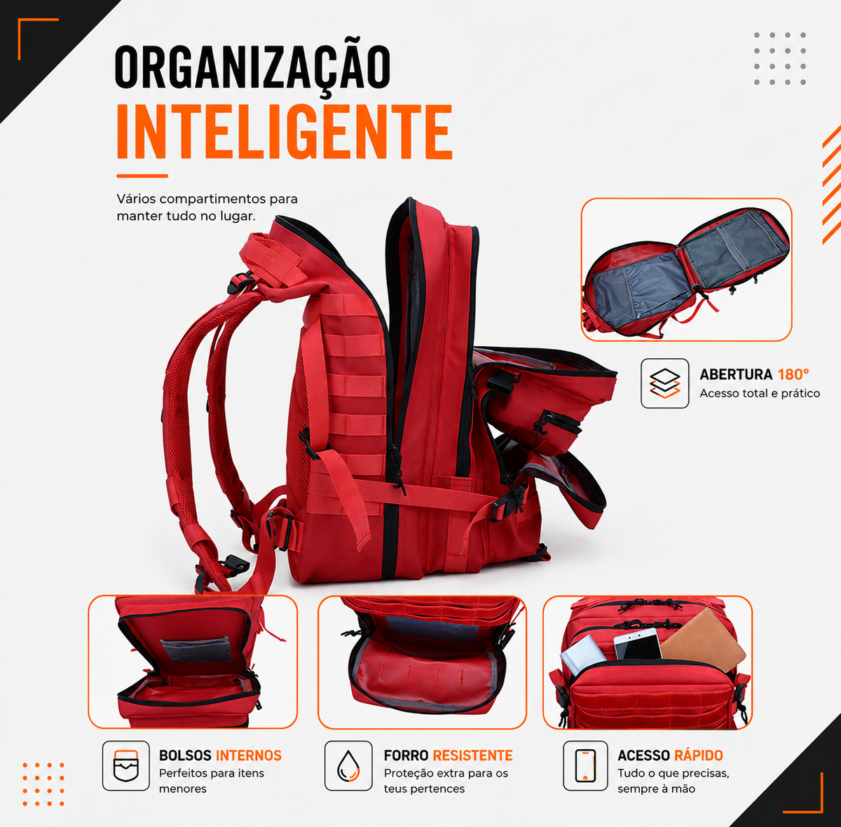 Mochila Tática Recon 50 Litros - Vermelha