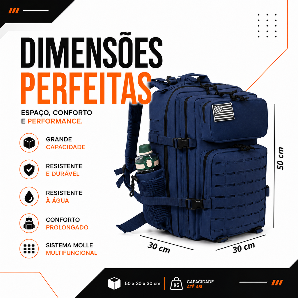 Mochila Andarilho 50 Litros - Azul