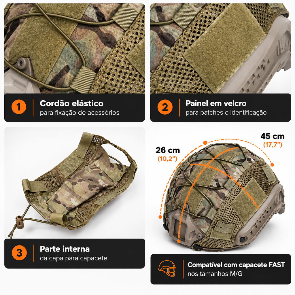 Capa Elástica Camuflada para Capacete Tático
