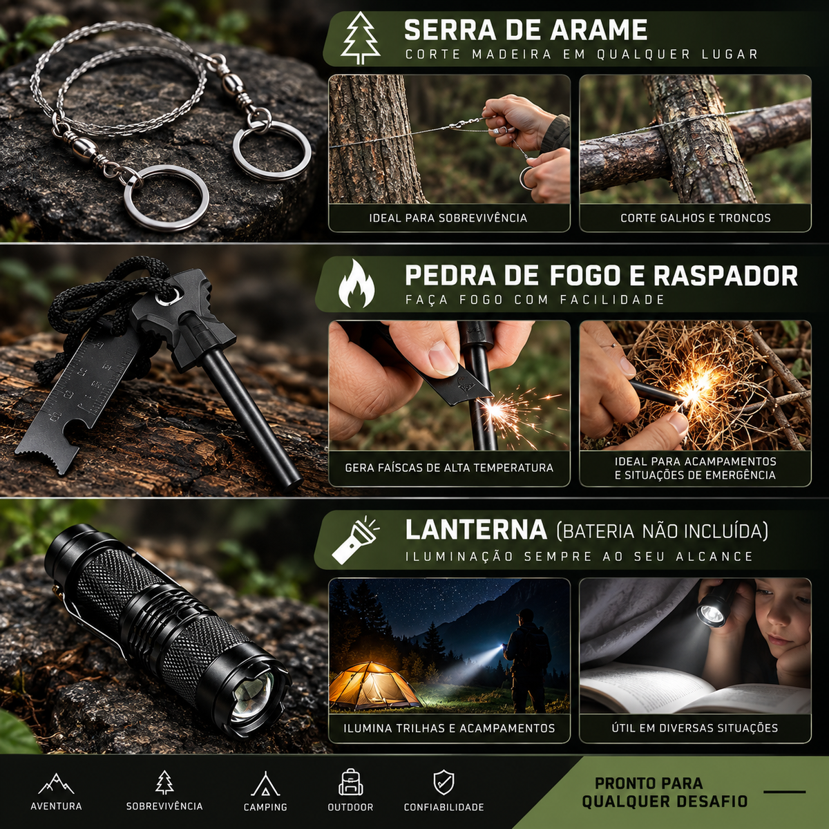 Kit de Sobrevivência Multiuso 12 em 1