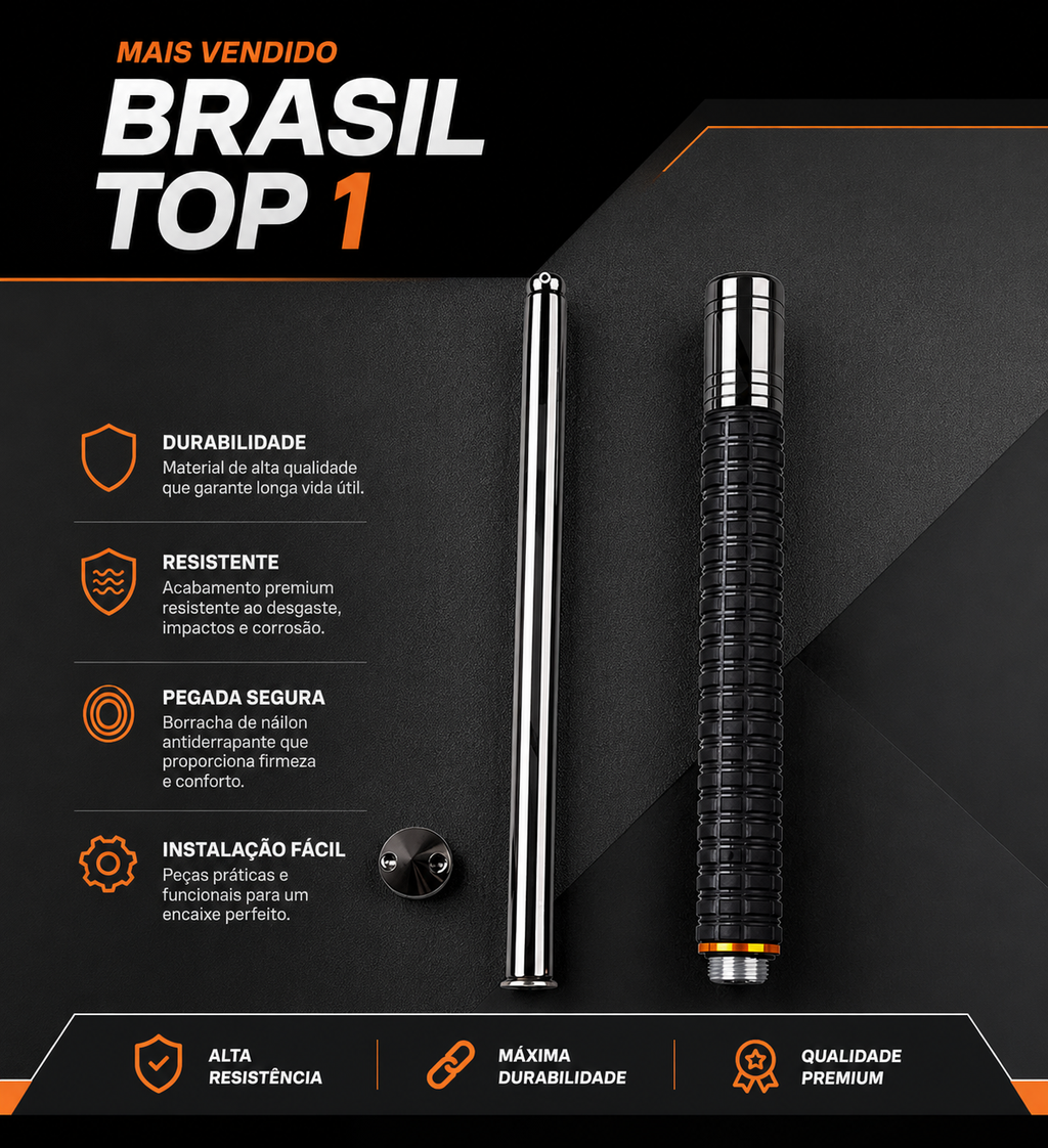 Bastão Retrátil Tático Sentinela em Aço 66 cm