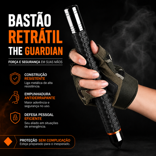 Bastão Retrátil Tático Sentinela em Aço 66 cm