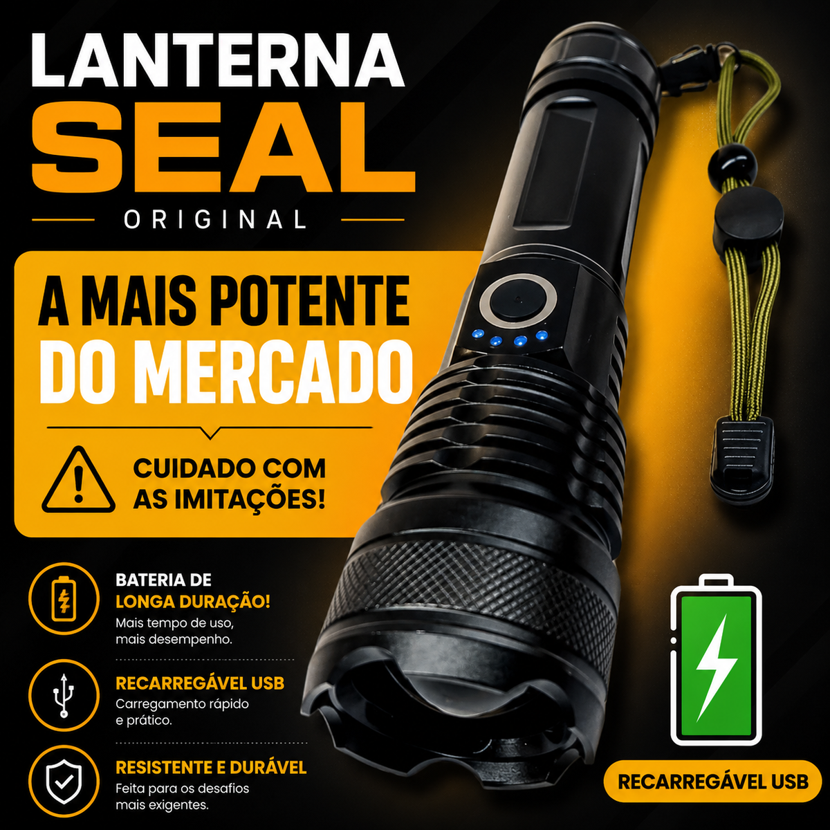 Lanterna Tática Recarregável Naval