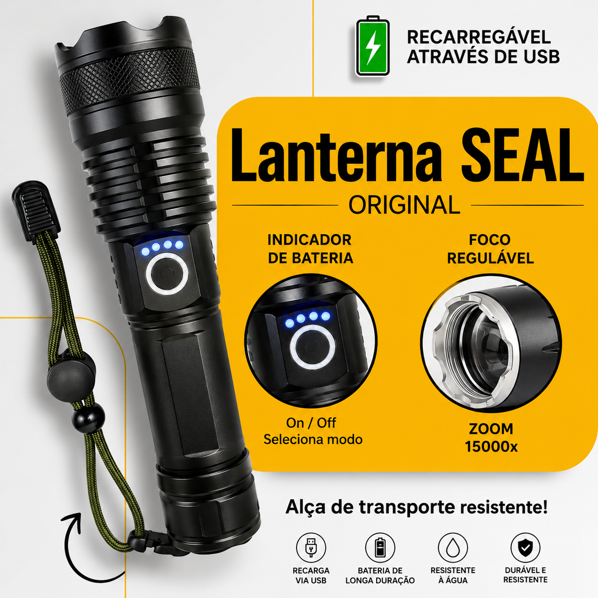Lanterna Tática Recarregável Naval
