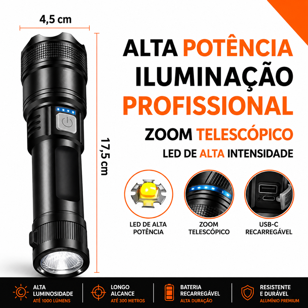 Lanterna Tática Profissional Farol