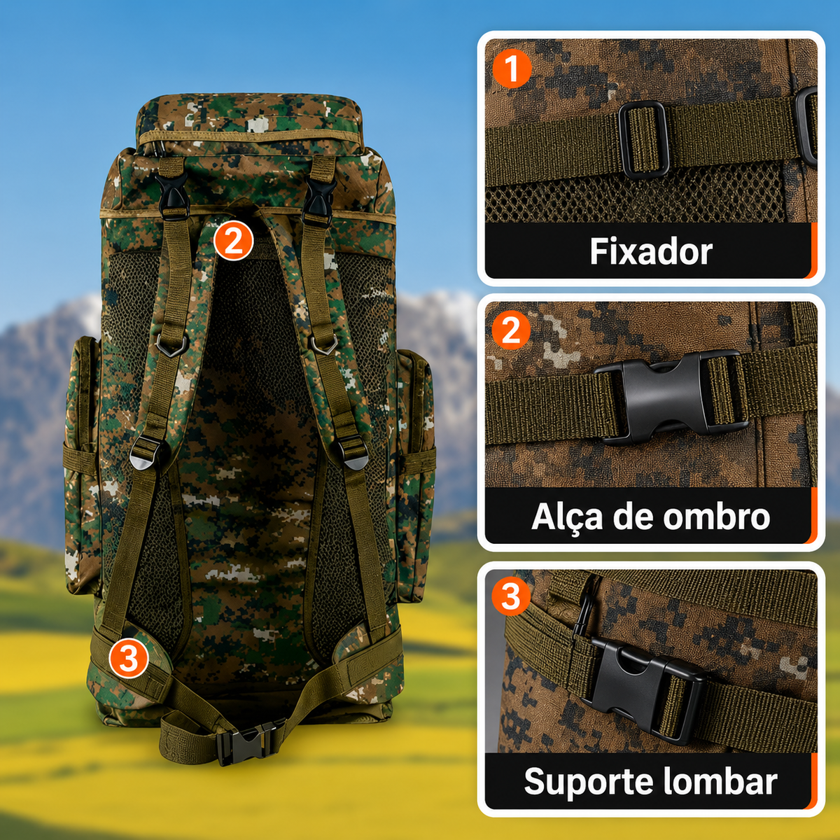 Mochila Expedição 70L - Camuflada