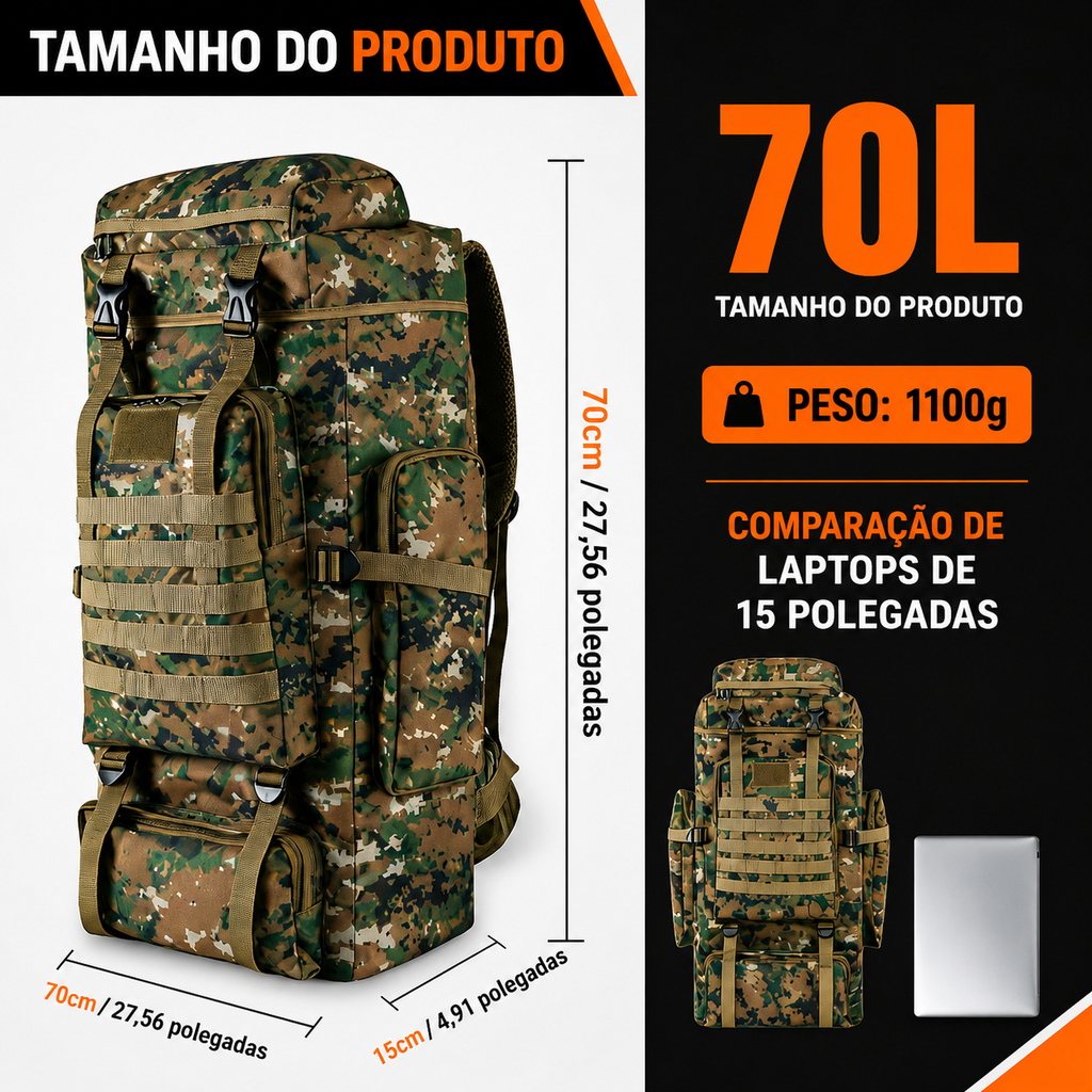 Mochila Expedição 70L - Camuflada