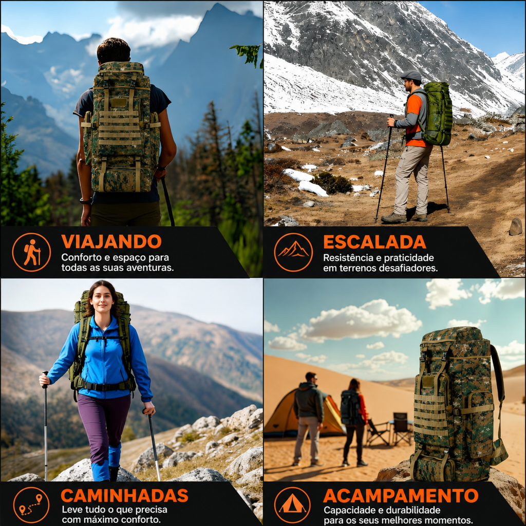 Mochila Expedição 70L - Camuflada