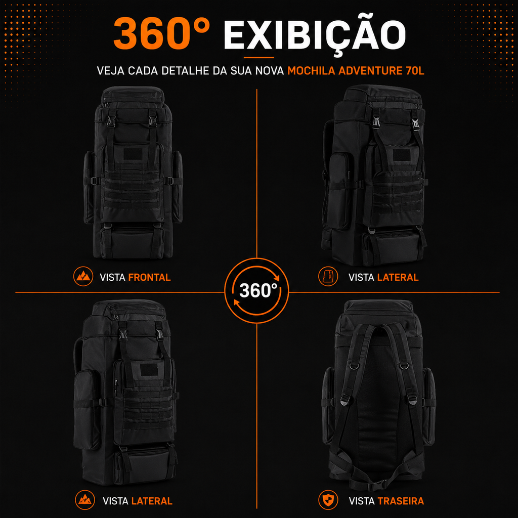 Mochila Expedição 70L - Preta