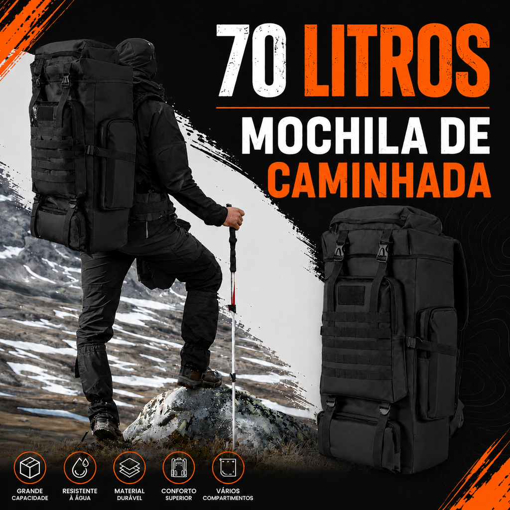 Mochila Expedição 70L - Preta