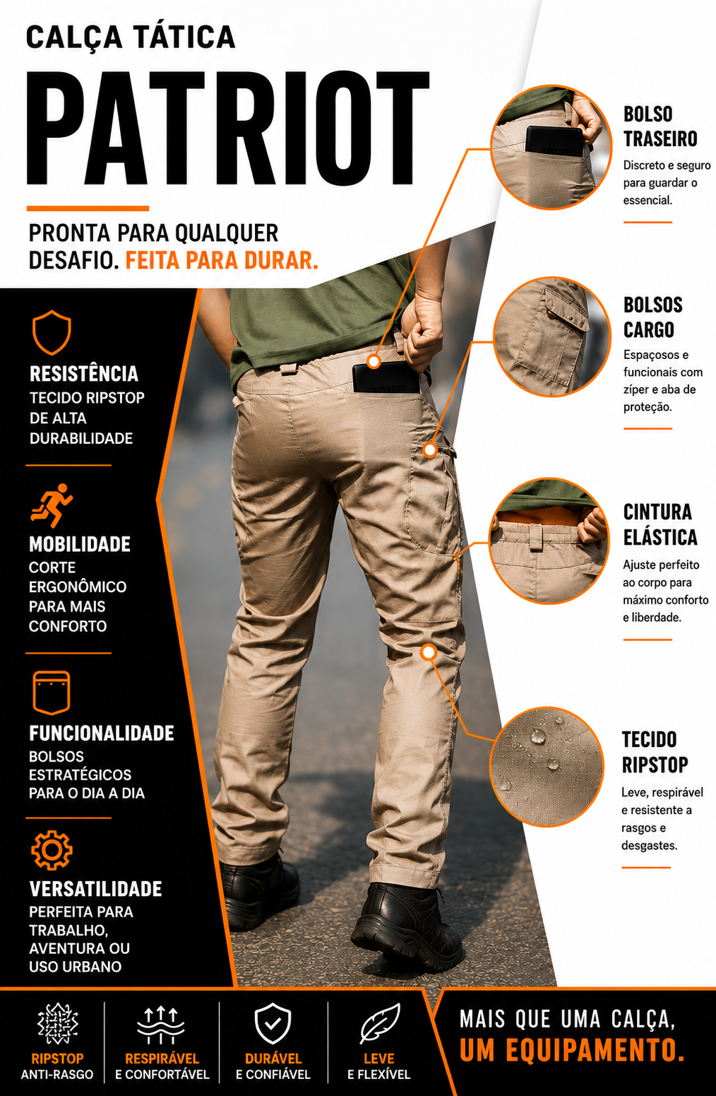Calça Tática Missão - Cáqui
