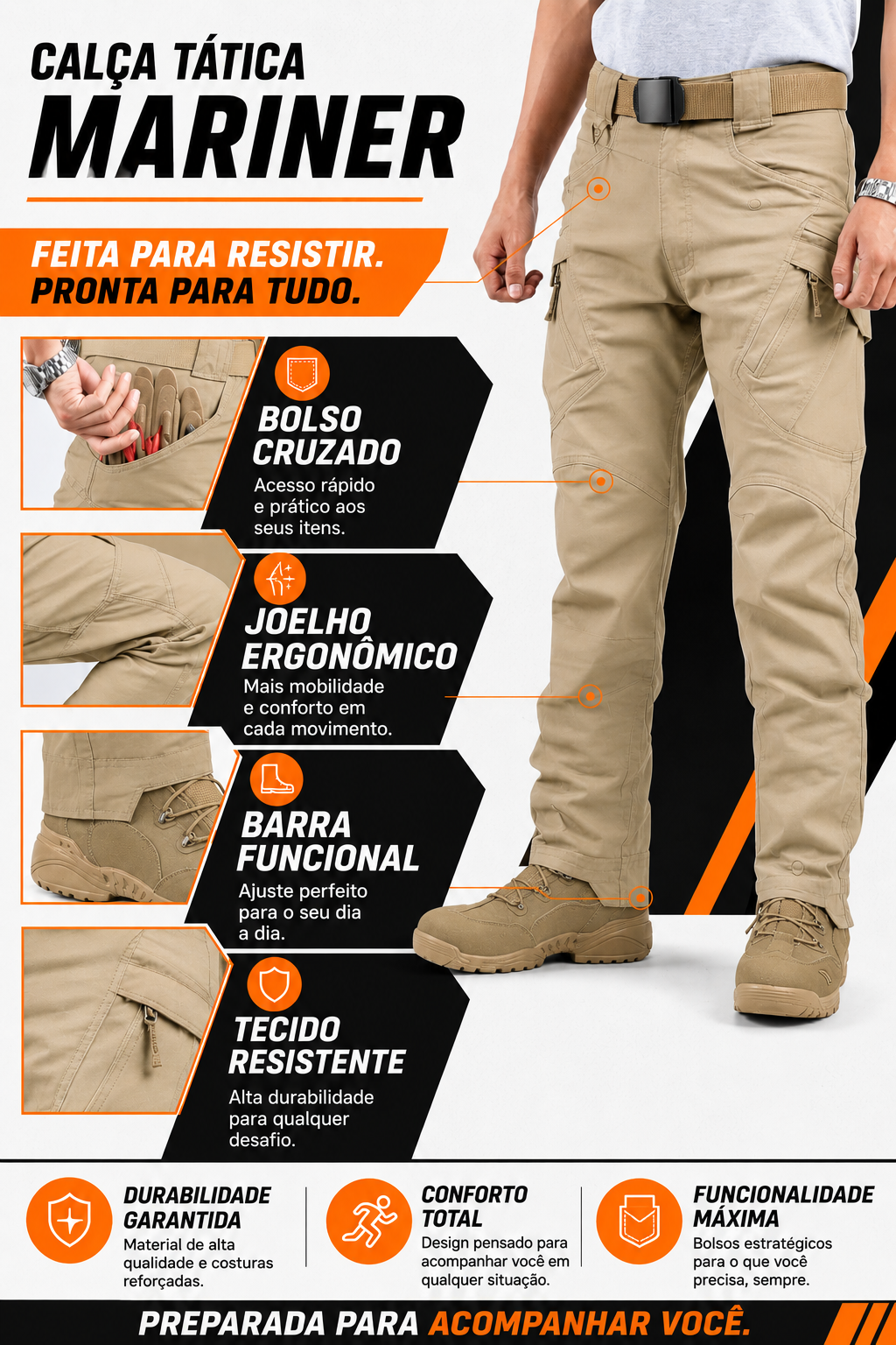 Calça Tática Patrulha - Cáqui