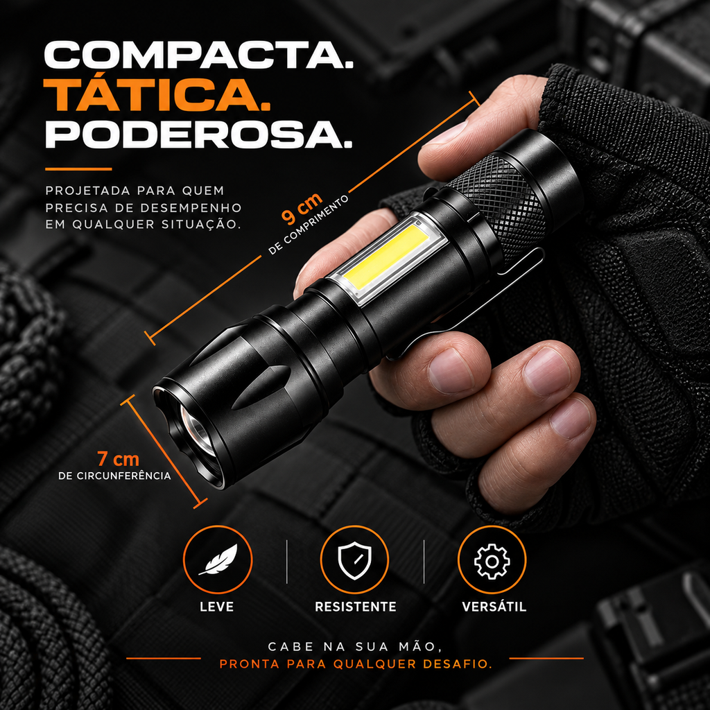 Kit Sobrevivência Faca Militar + Lanterna Tática com Zoom