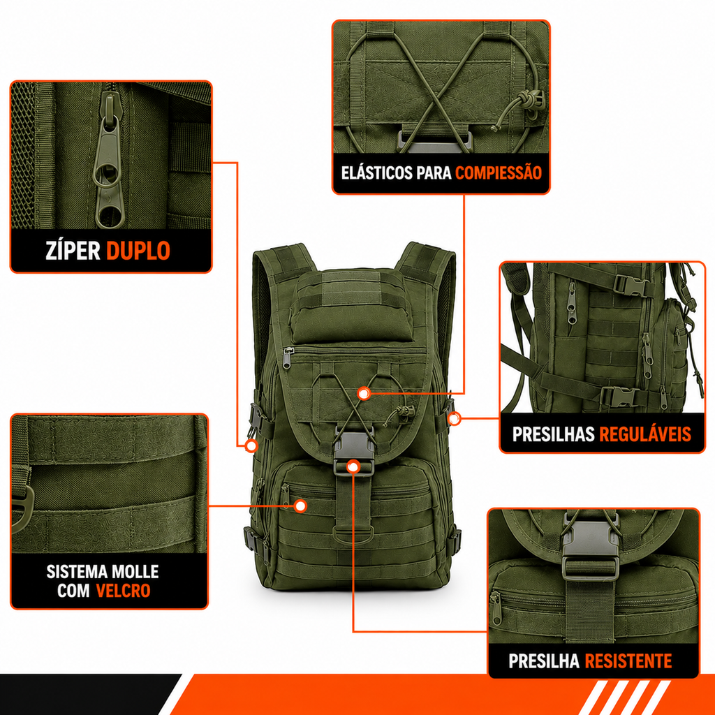 Mochila Tática Assalto 40 Litros - Verde Oliva