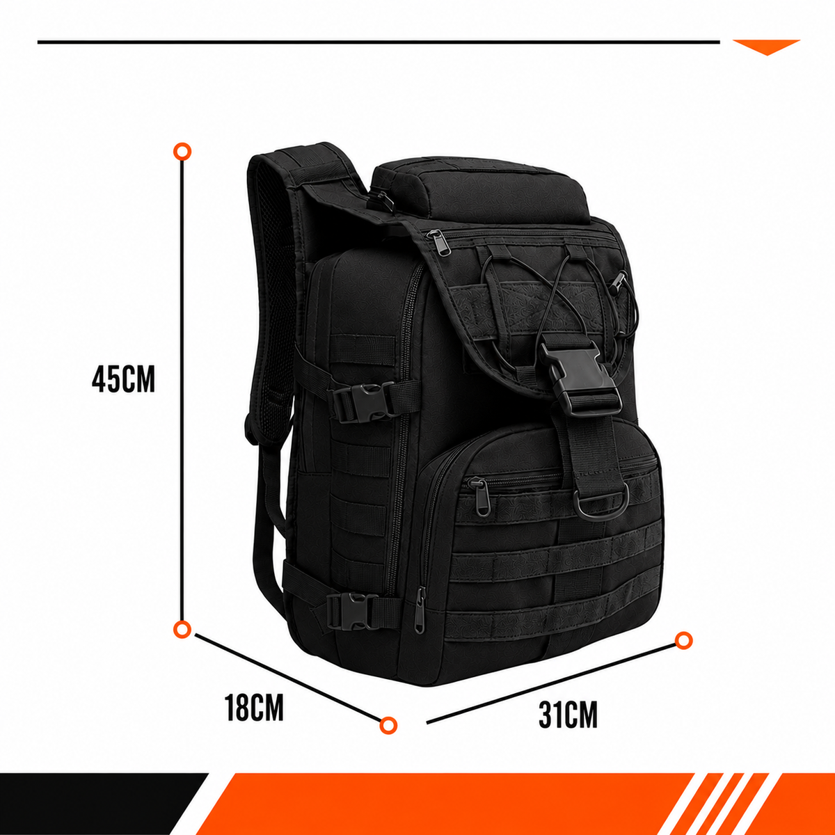 Mochila Tática Assalto 40 Litros - Preta