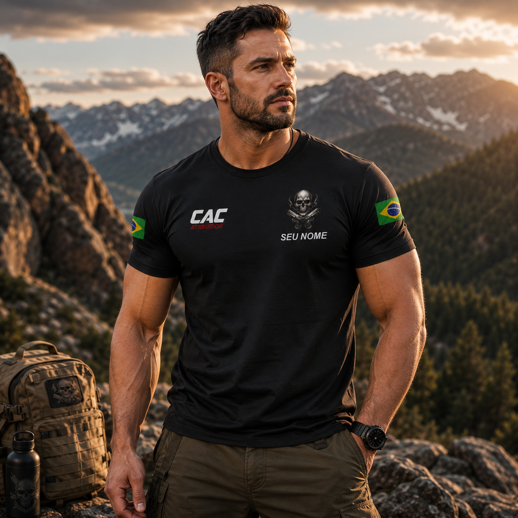 Camiseta Dry Fit CAC Personalizada com Seu Nome - Proteção UV
