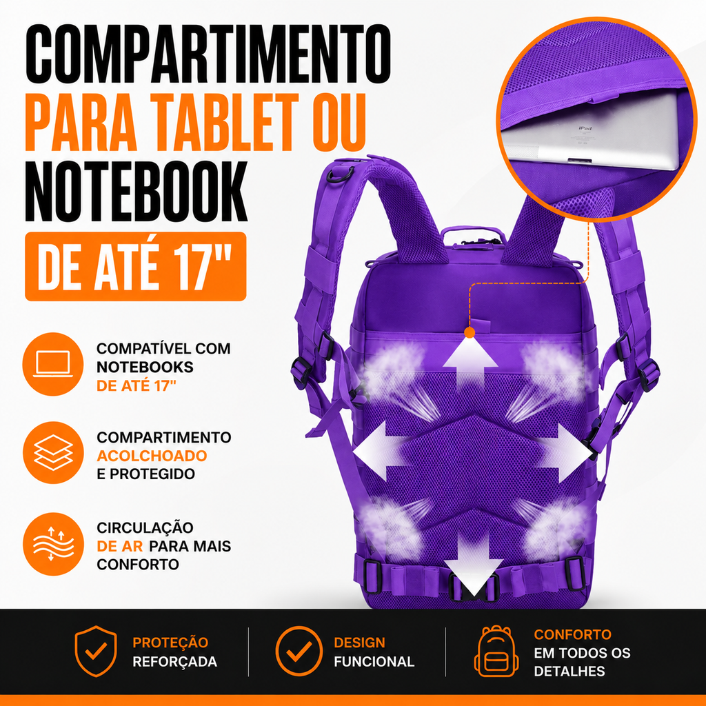 Mochila Tática Recon 50 Litros - Roxa