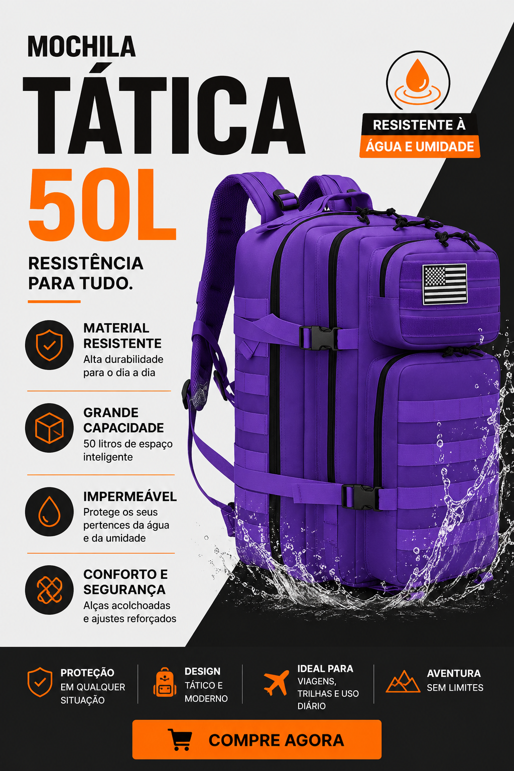 Mochila Tática Recon 50 Litros - Roxa - foto 15