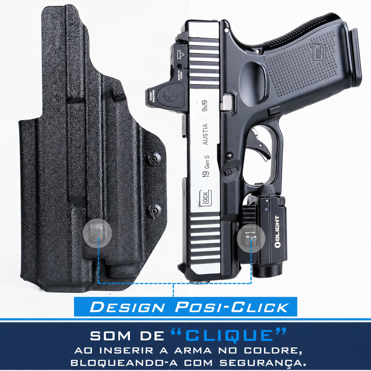 Coldre Velado para Glock G19, G19X, G44, G45, G22 e G23 com Lanterna e Red Dot - foto 7