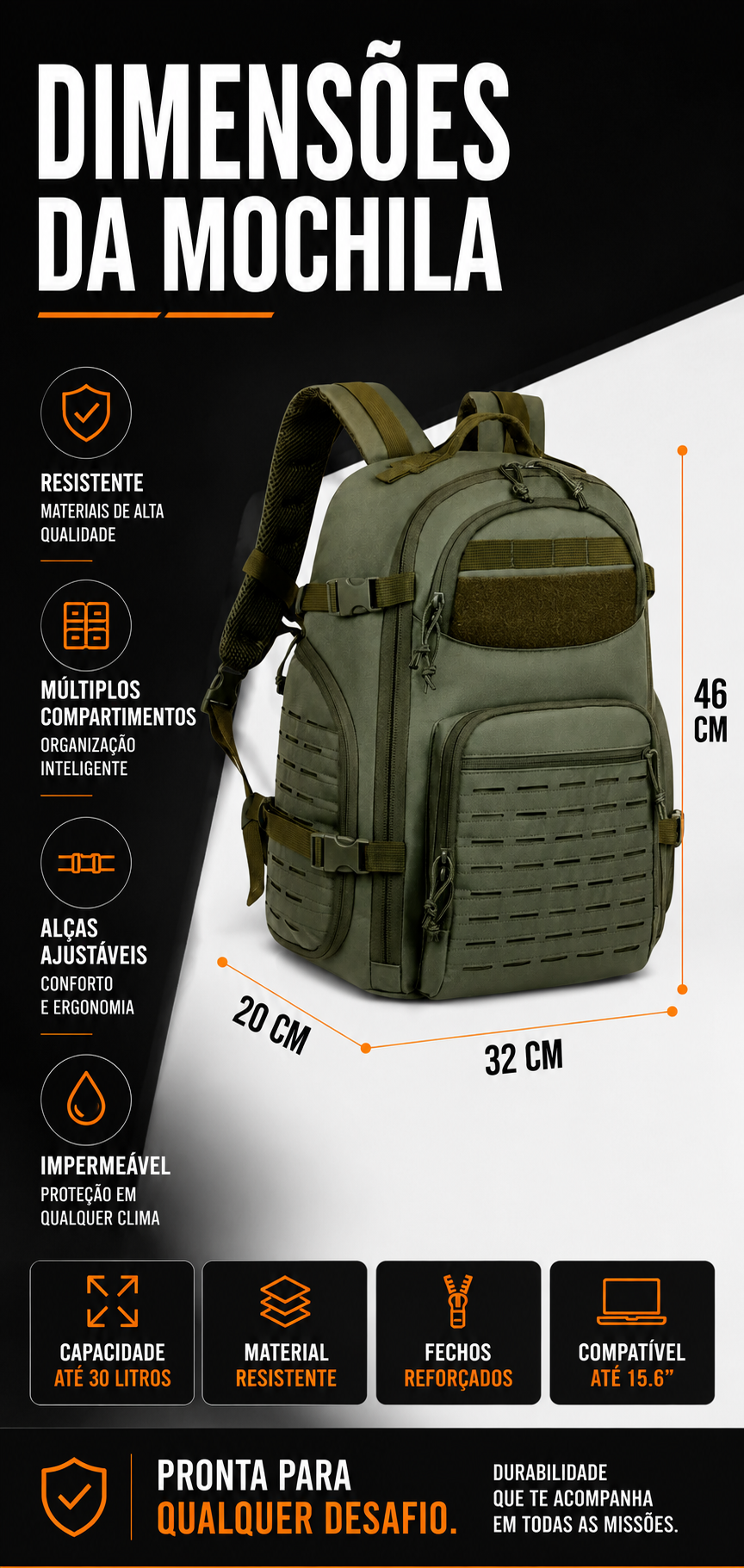 Mochila Tática Gavião 40 Litros - Verde