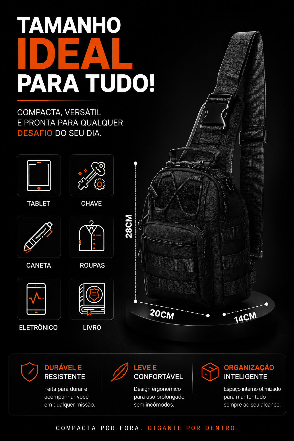 Mochila Transversal Tática Trilha
