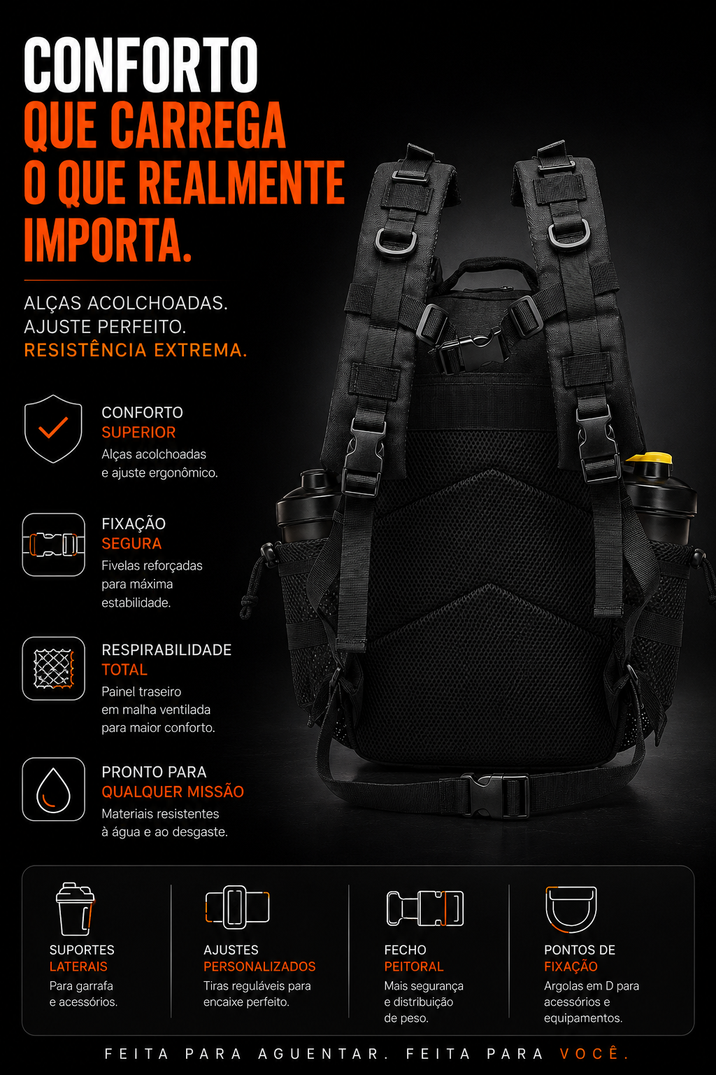 Mochila Tática Ágil 25L - Preta