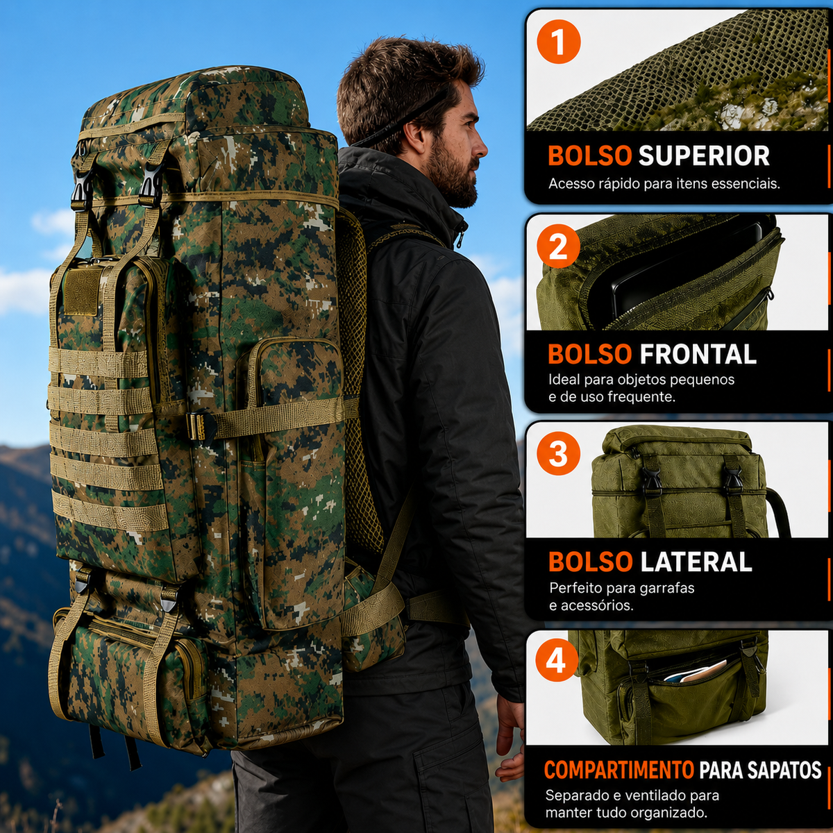 Mochila Expedição 70L - Camuflada - foto 6