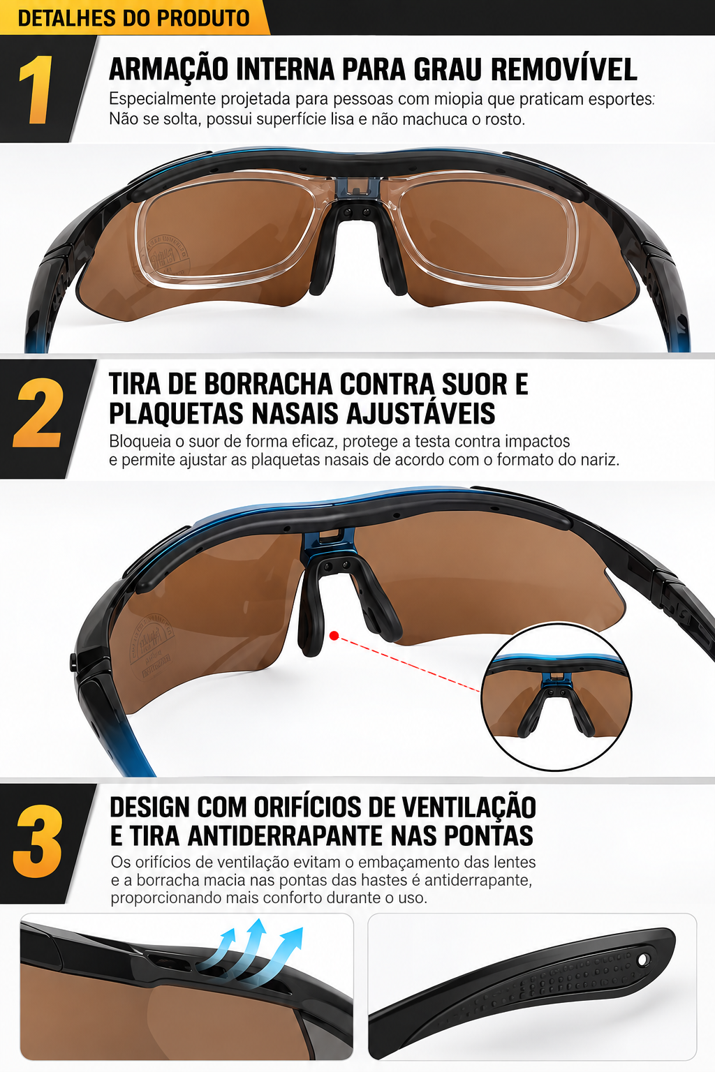 Óculos Táticos Polarizados com 5 Lentes Intercambiáveis