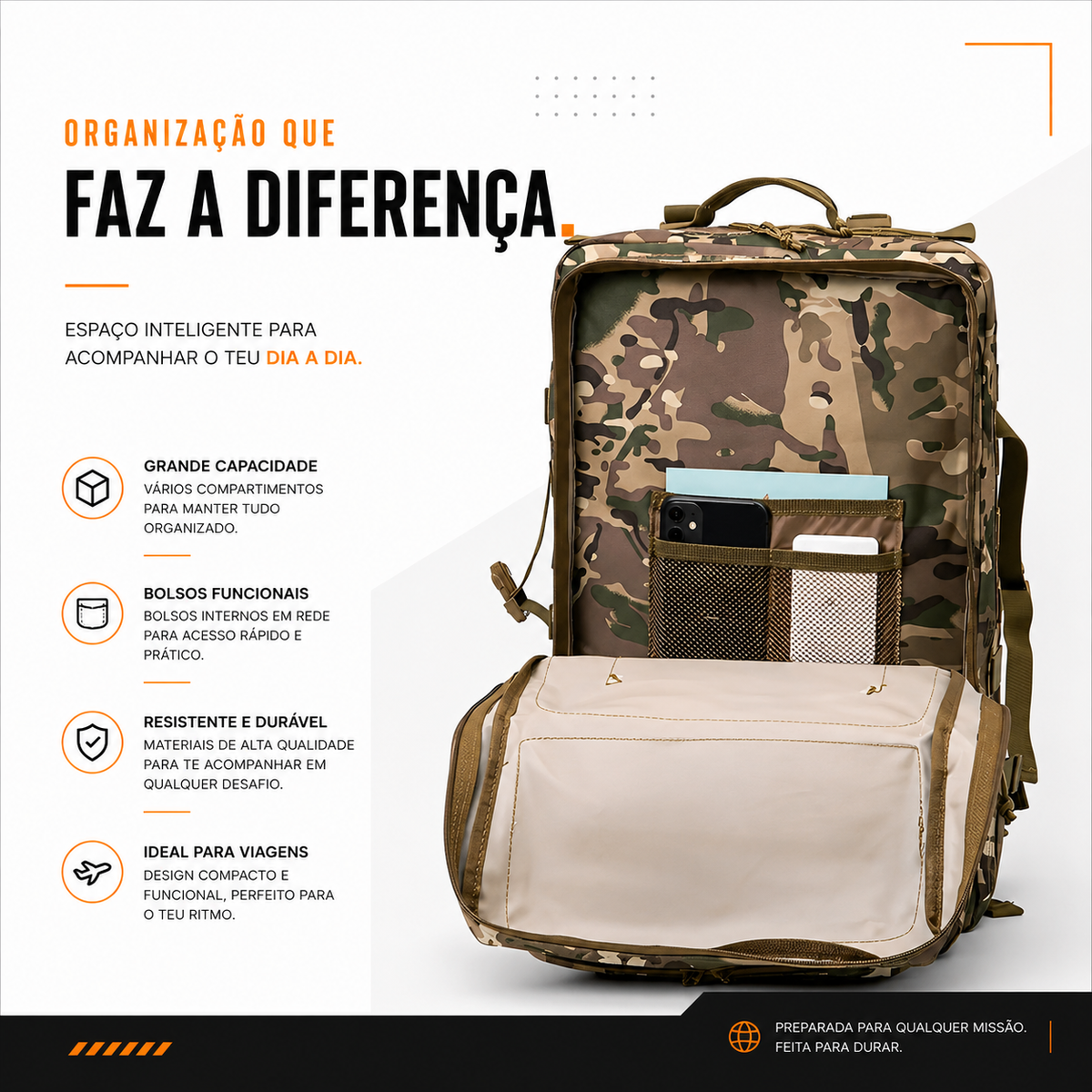 Mochila Tática Recon 50 Litros - Multicam