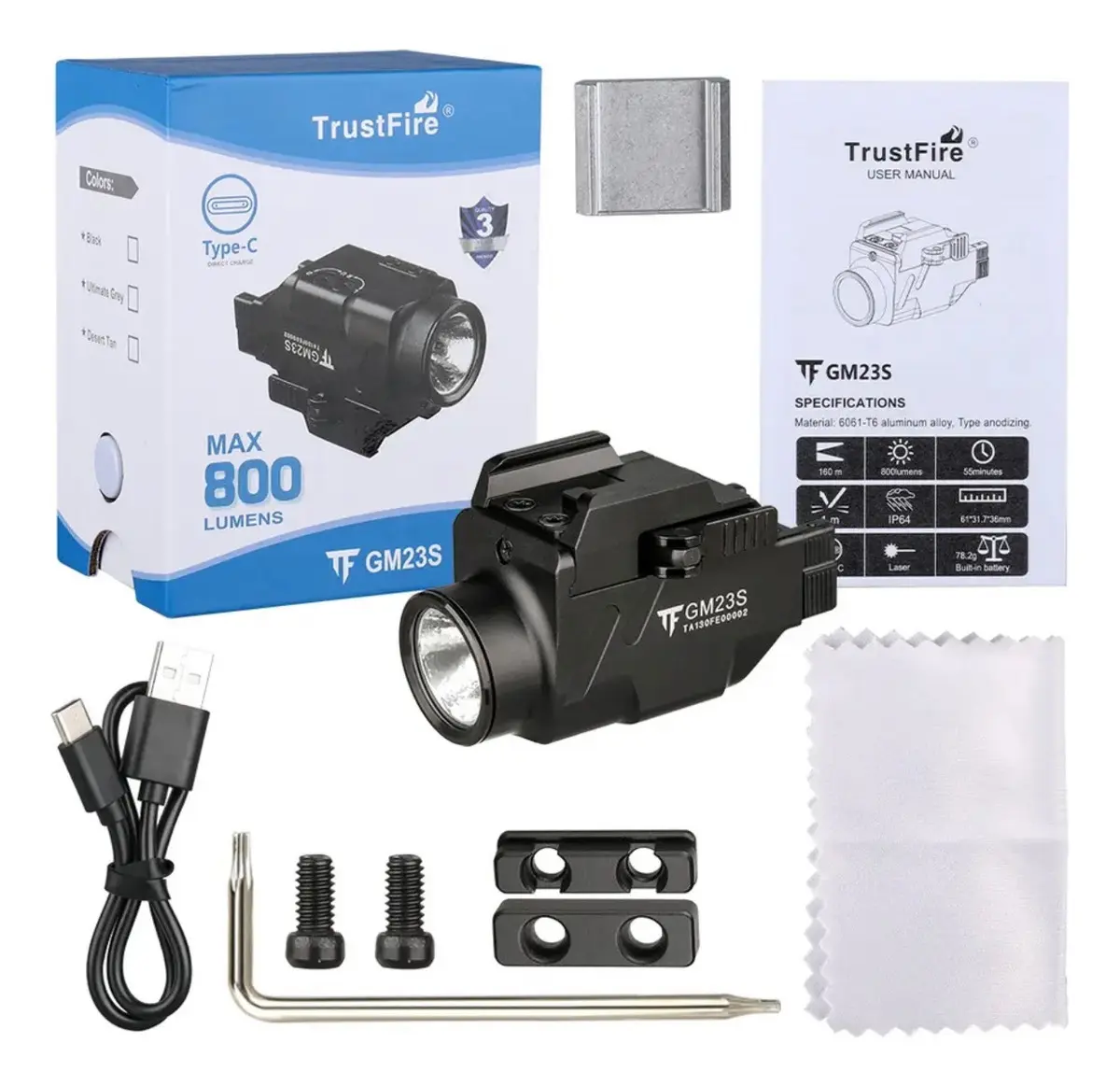 Lanterna Tática com Laser Integrado para Trilho