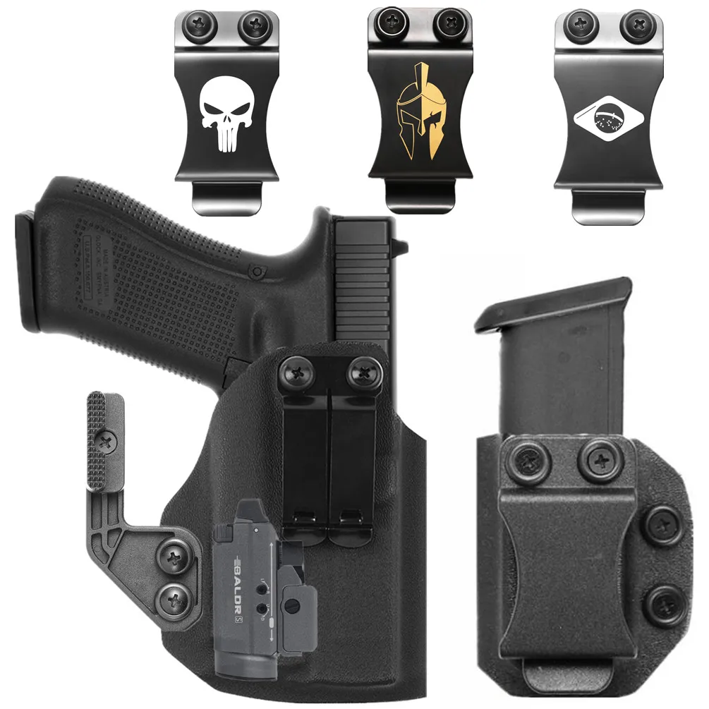 Coldre Velado em Kydex para Glock G17, G19, G19X, G25 e G45 com Lanterna