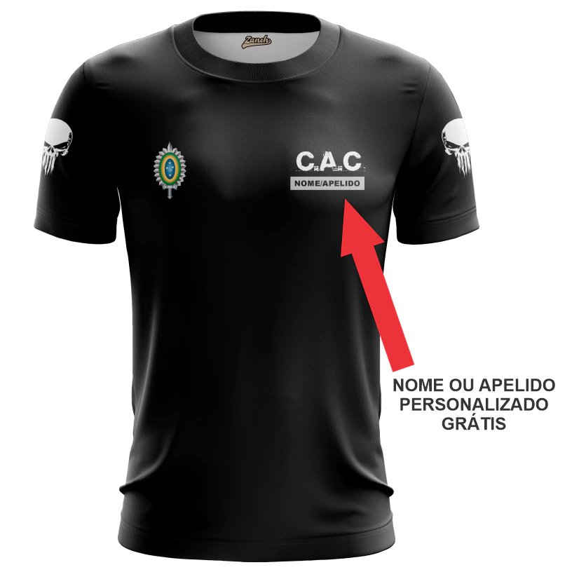 Camiseta Dry Fit CAC Personalizada com Seu Nome - Proteção UV