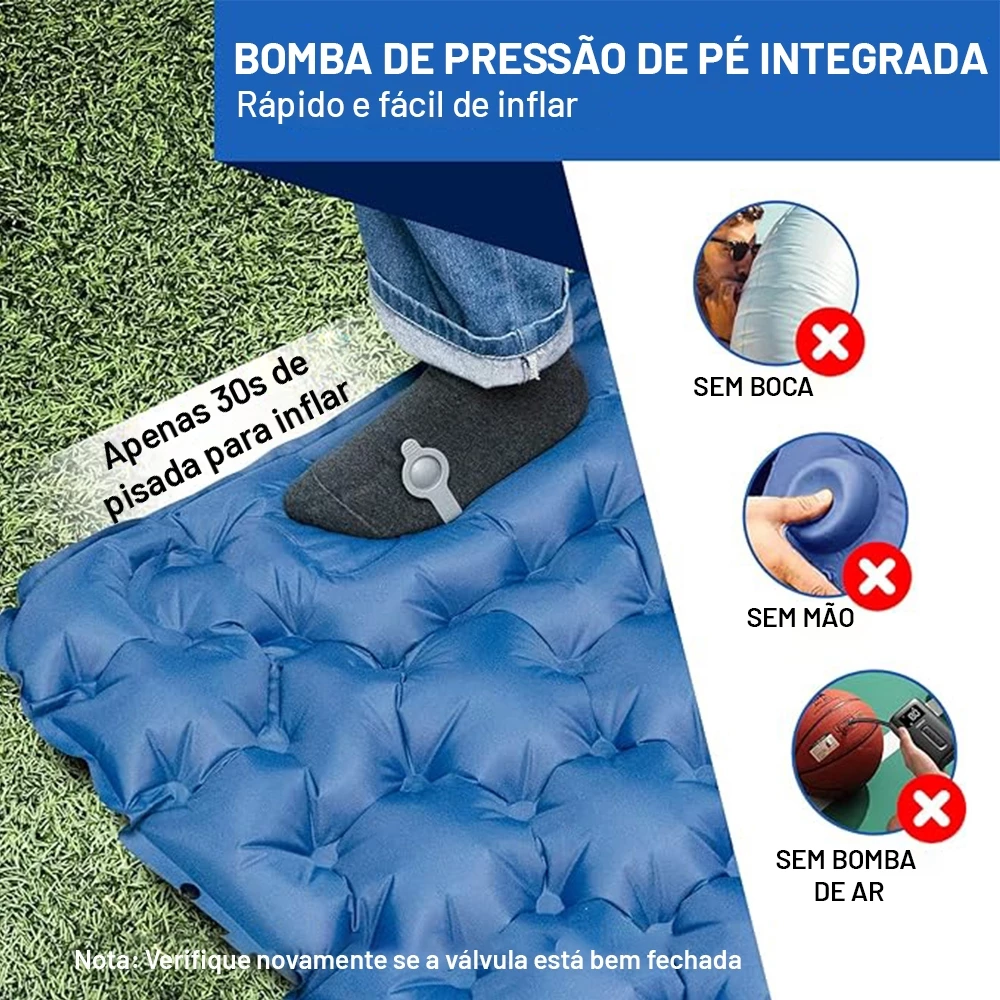 Colchão Inflável de Acampamento com Bomba Embutida