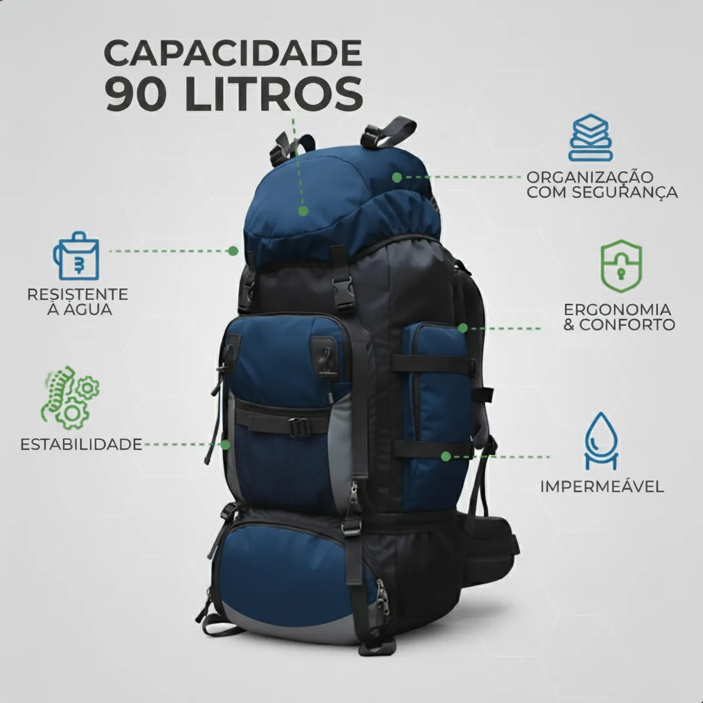 Mochila Cargueira Cume 90L - Azul