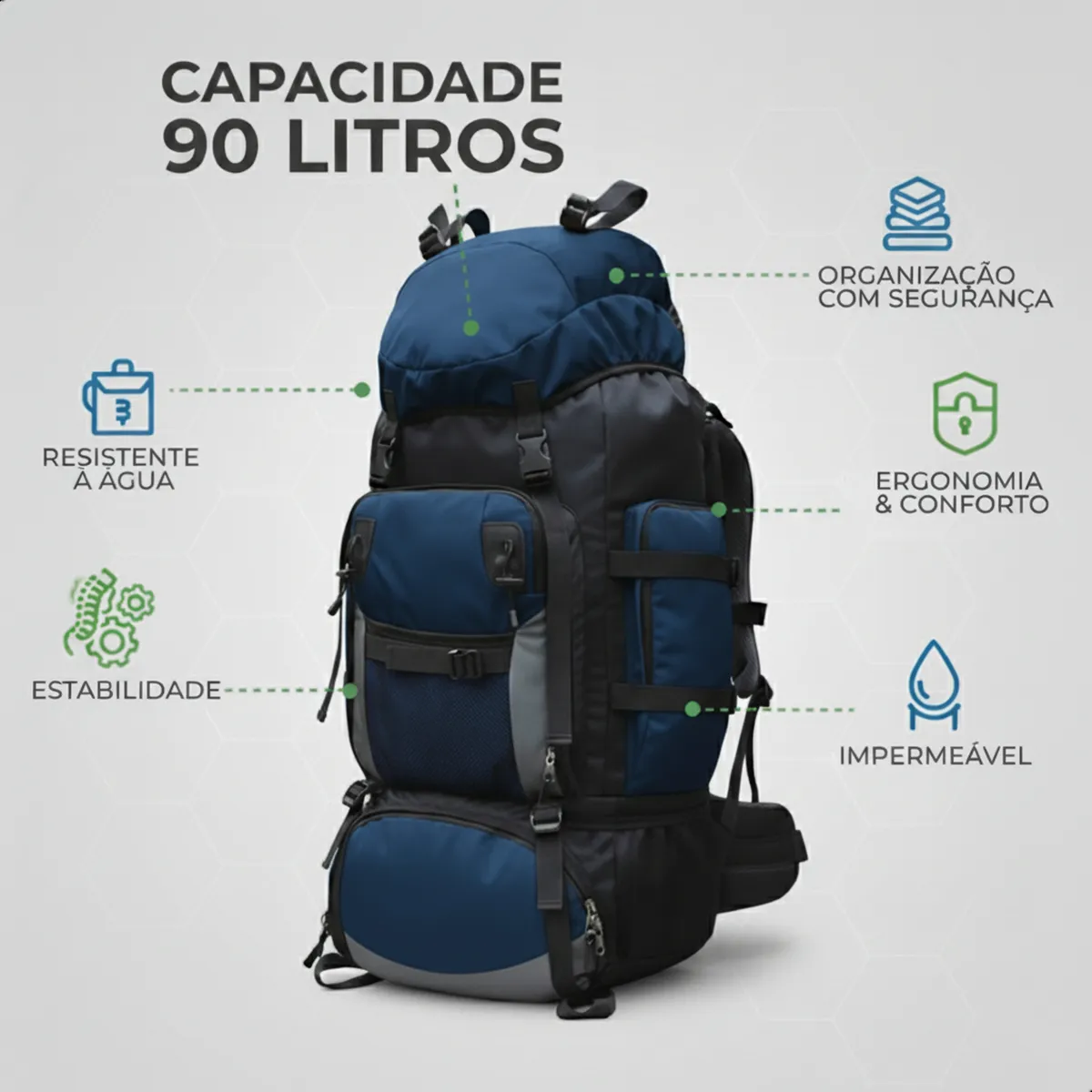 Mochila Cargueira Cume 90L - Azul