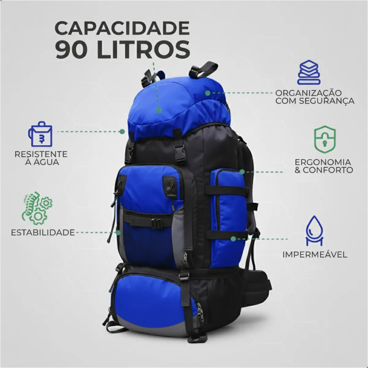 Mochila Cargueira Cume 90L - Azul Celeste - foto 7