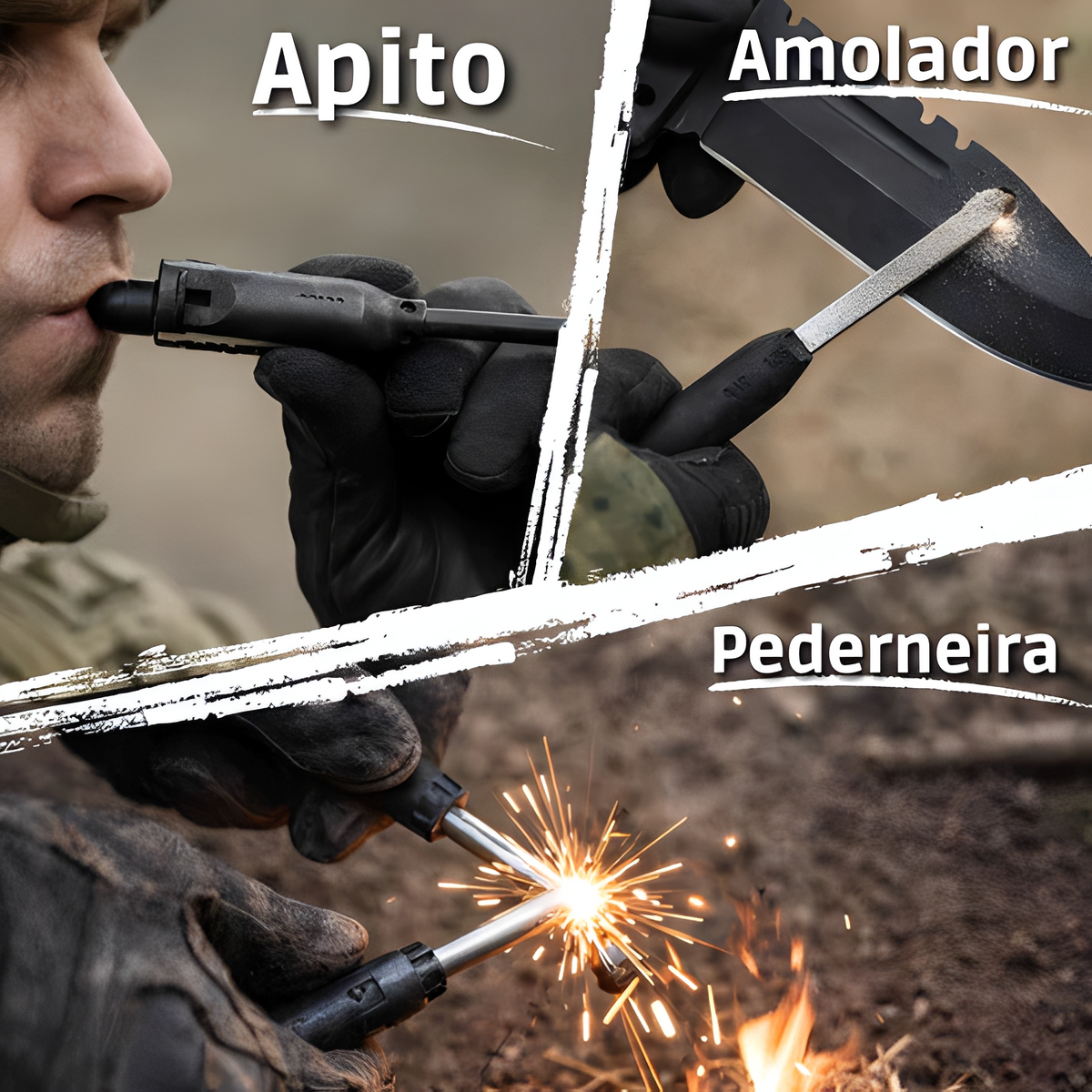 Faca Profissional de Combate Revestida em Titânio