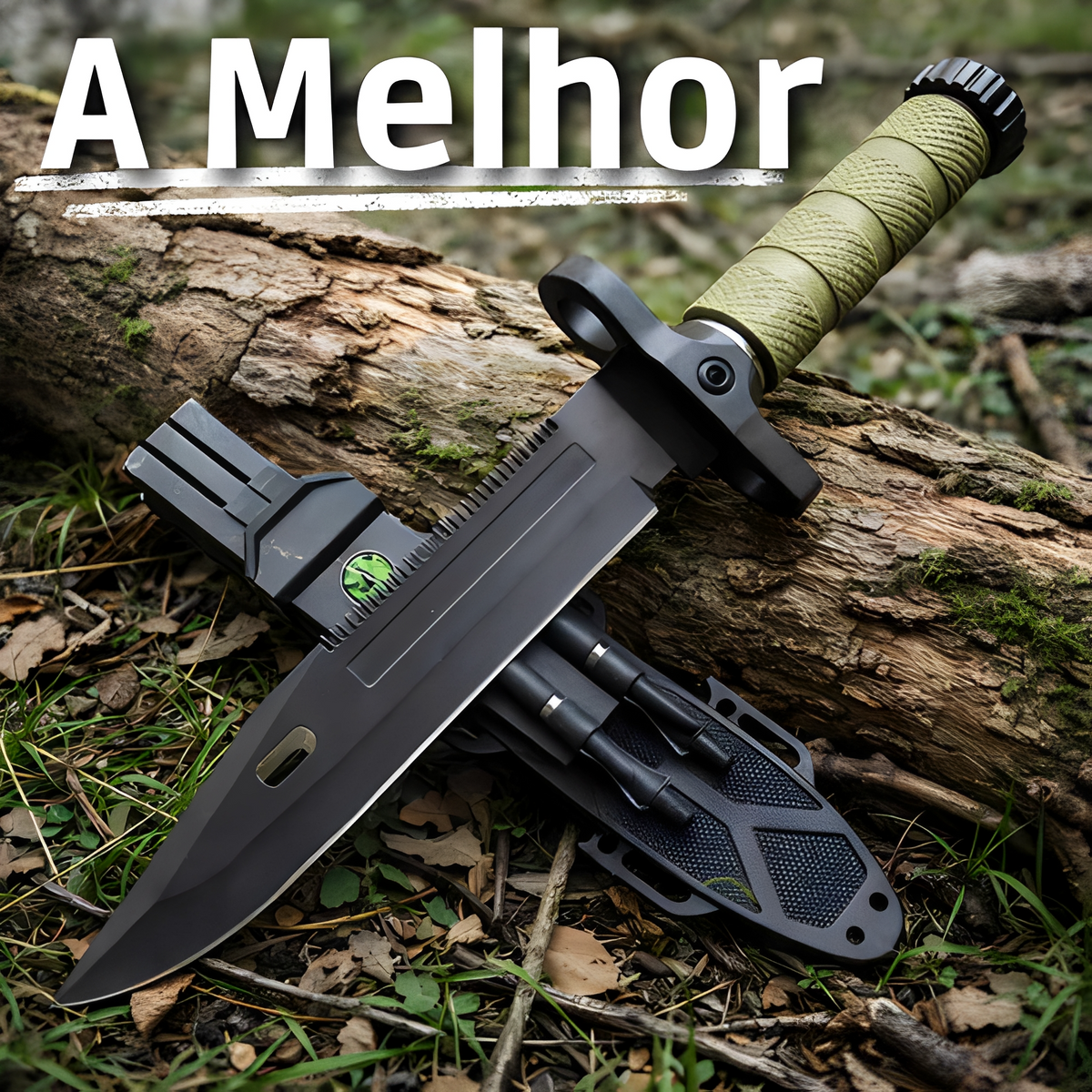 Faca Profissional de Combate Revestida em Titânio