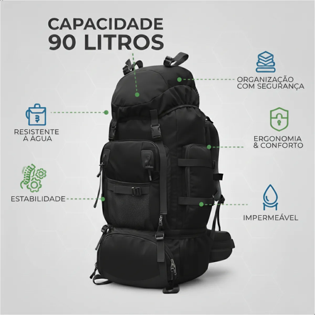 Mochila Cargueira Cume 90L - Preta
