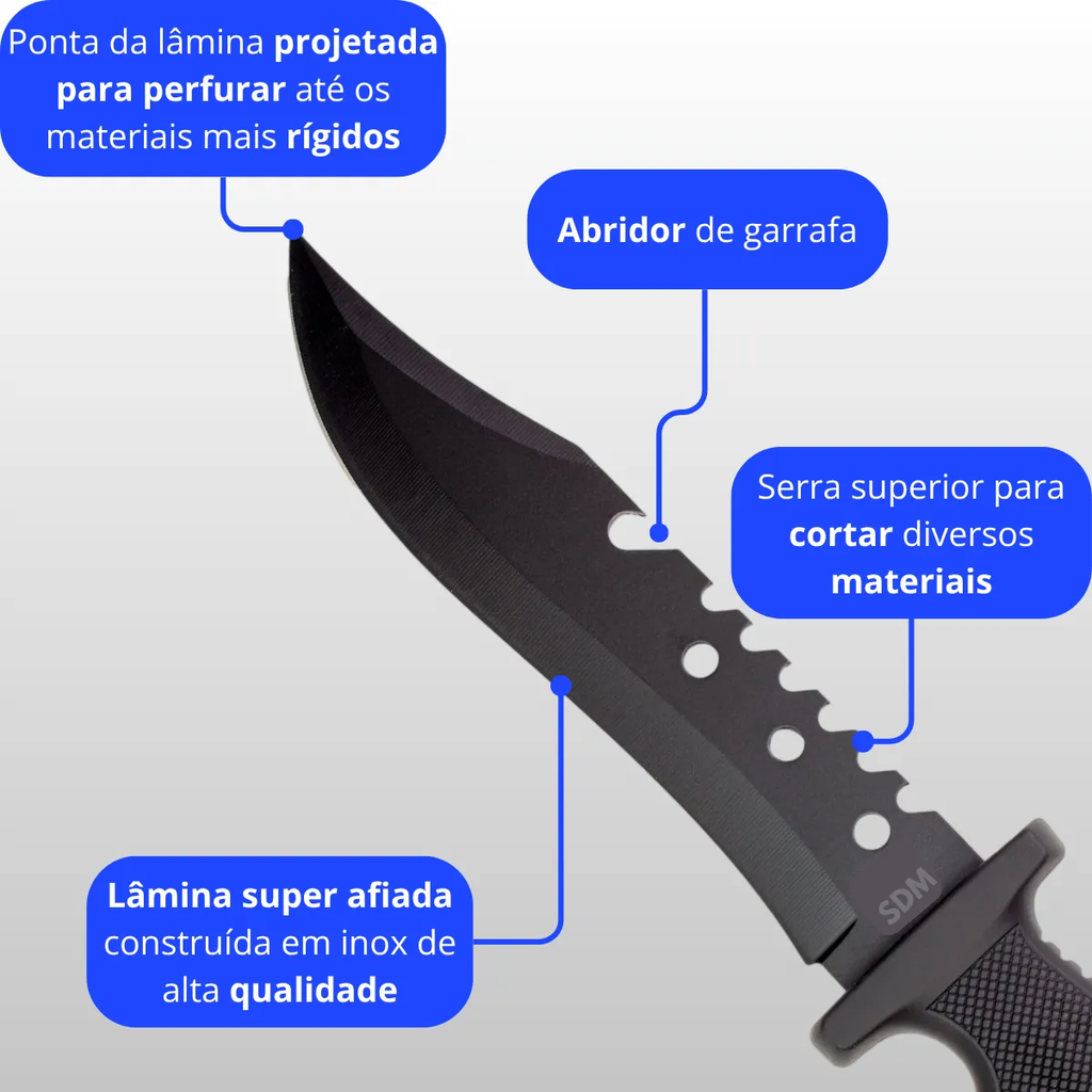 Kit Operacional 3 Lâminas: Faca, Faca de Arremesso e Canivete