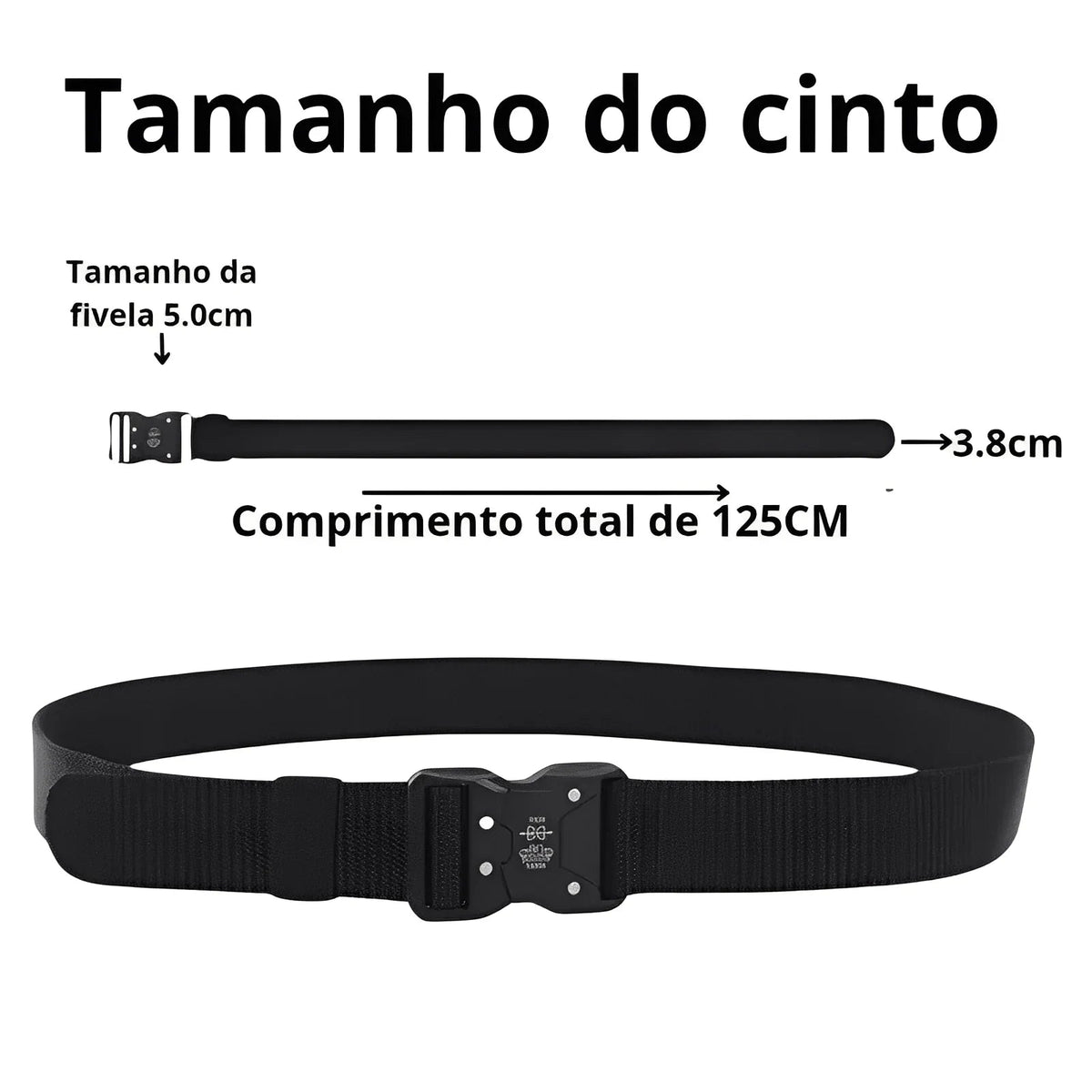 Cinto Tático de Poliéster com Fivela Metálica